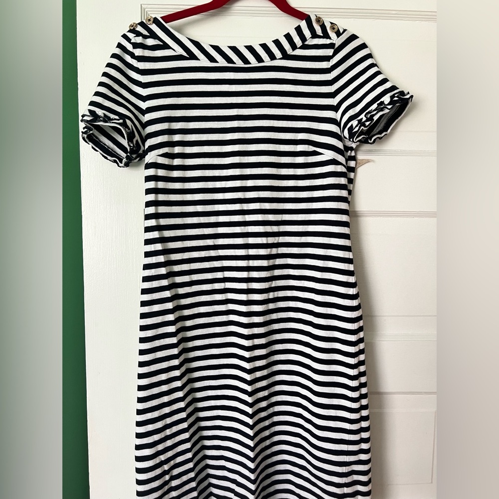 Talbots striped shift dress small